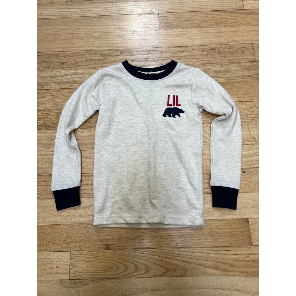 Dearfoams Lil Bear Long Sleeve Pajama‎ Top Kids 3T Beige Cream